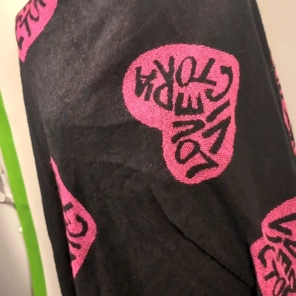 Square Pink & Black Heart Scarf | Double-Sided Reversible Design
